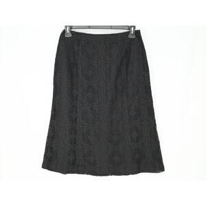Harolds Skirt Womens 10 Black Cotton Lace Side Zip Lined Elastic Waist A-line